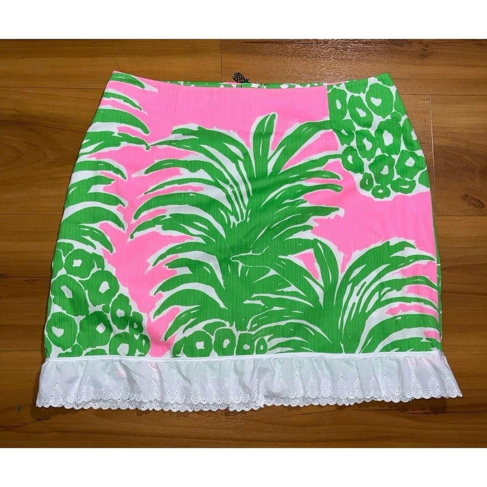 Womens Lilly Pulitzer Tate Pineapple Floral Lace Trim Mini Skirt